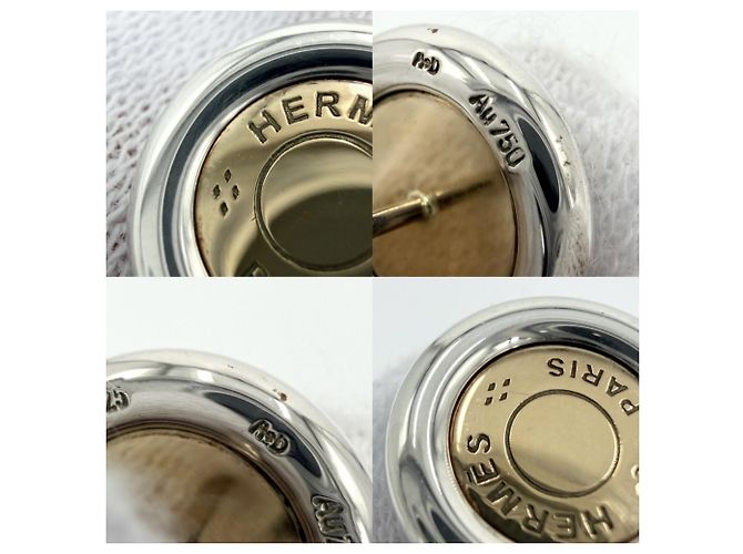 Hermès Sellier Clou de Selle Ohrringe Gold und Silber Golden - Ansicht 7