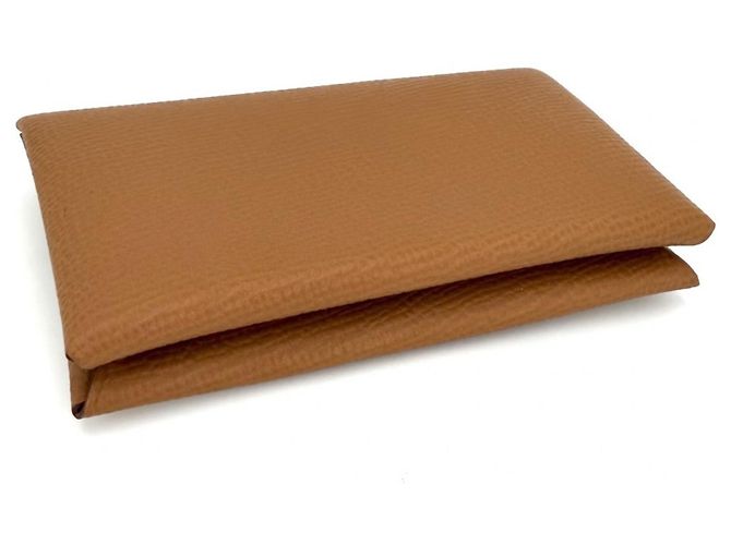 Monedero Calvi Hermès en piel Epsom marrón Castaño - vista 3