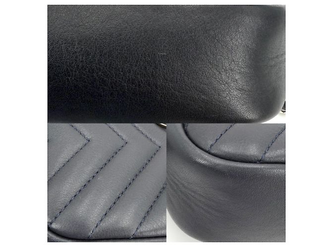 Borsa a tracolla in pelle blu navy Chanel - vista 6
