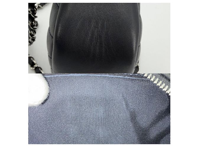 Borsa a tracolla in pelle blu navy Chanel - vista 7