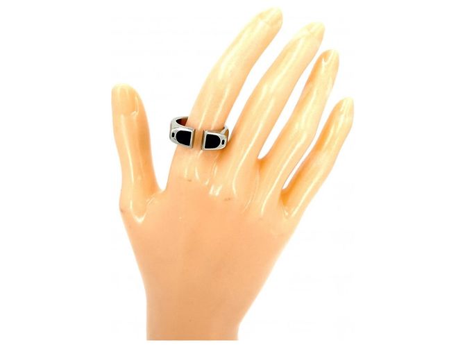 Hermès Hermes Men's Etrier Band Ring Silvery Navy blue - view 2