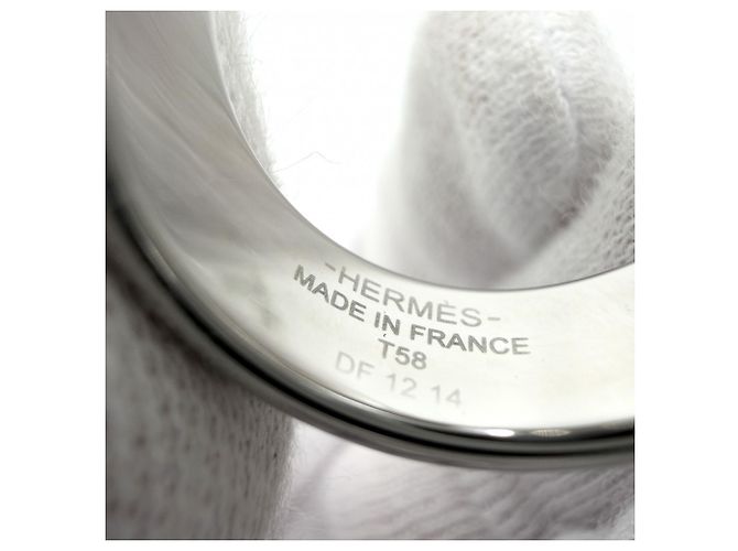 Hermès Hermes Men's Etrier Band Ring Silvery Navy blue - view 3