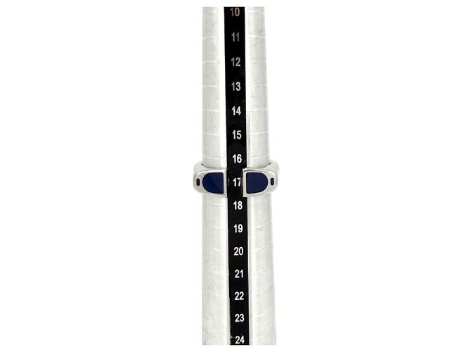 Hermès Hermes Men's Etrier Band Ring Silvery Navy blue - view 4