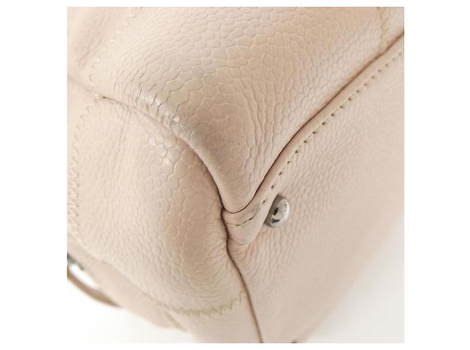 Borsa a tracolla Chanel in pelle di vitello granulata rosa chiaro - vista 3