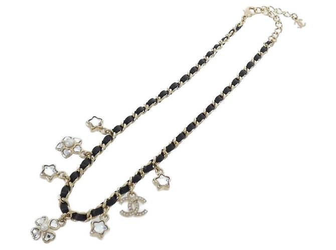 Chanel ABG275 Choker aus Leder in Schwarz, Gold und Weiß Golden - Ansicht 2