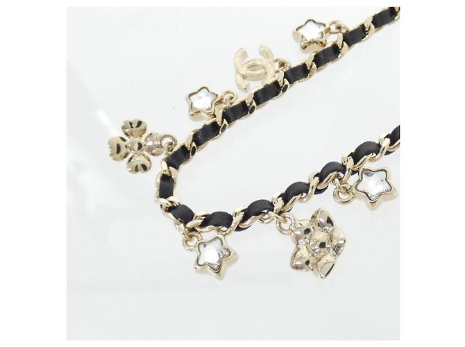 Chanel ABG275 Choker aus Leder in Schwarz, Gold und Weiß Golden - Ansicht 3