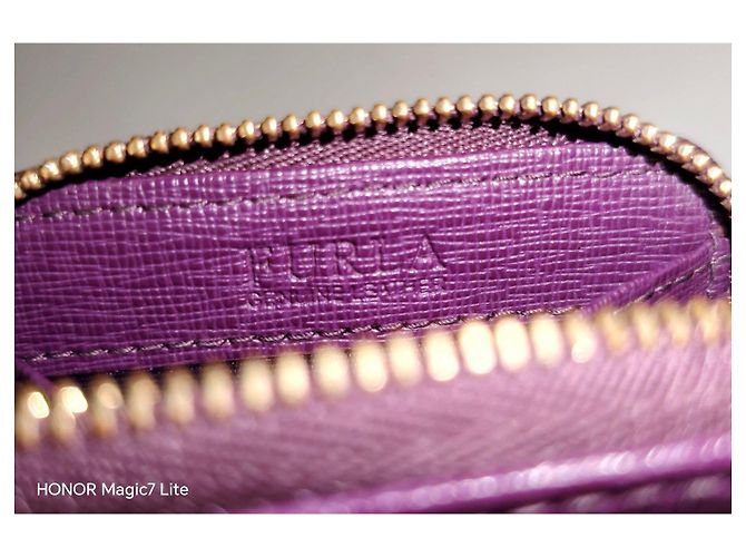 Furla Monedero de cuero morado texturizado Púrpura - vista 3