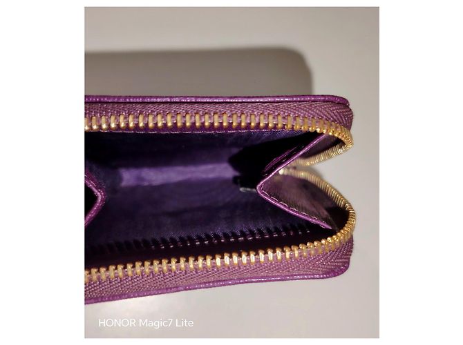 Furla Monedero de cuero morado texturizado Púrpura - vista 4
