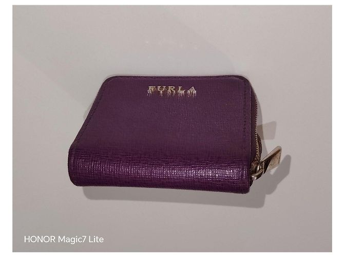 Furla Monedero de cuero morado texturizado Púrpura - vista 5