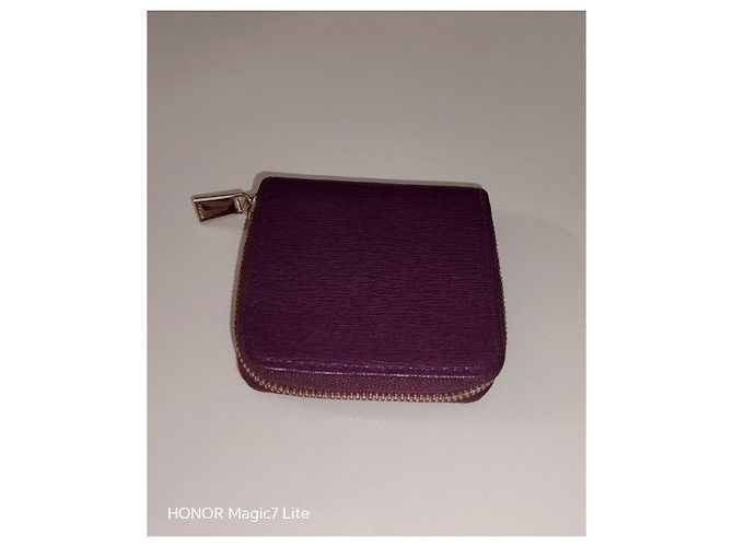 Furla Monedero de cuero morado texturizado Púrpura - vista 6