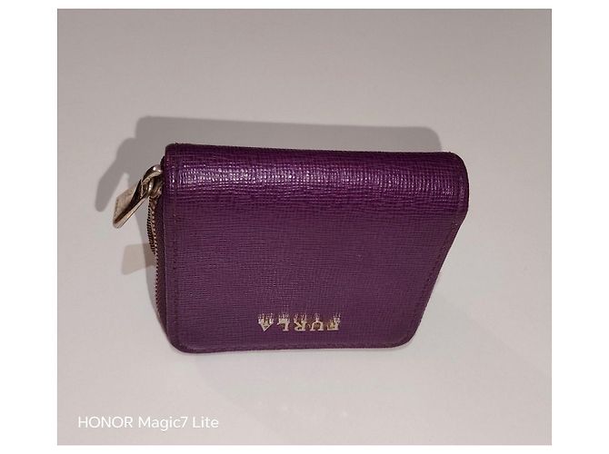 Furla Monedero de cuero morado texturizado Púrpura - vista 7