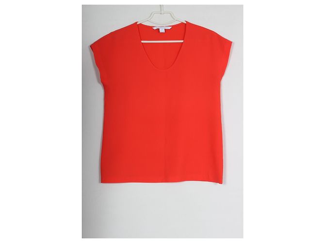 Diane von Furstenberg Rote Crepe-Bluse Koralle - Ansicht 12