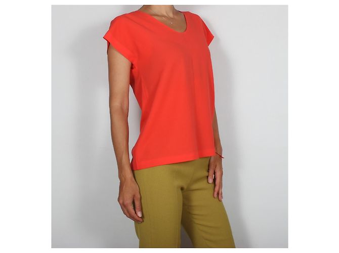 Diane von Furstenberg Rote Crepe-Bluse Koralle - Ansicht 2
