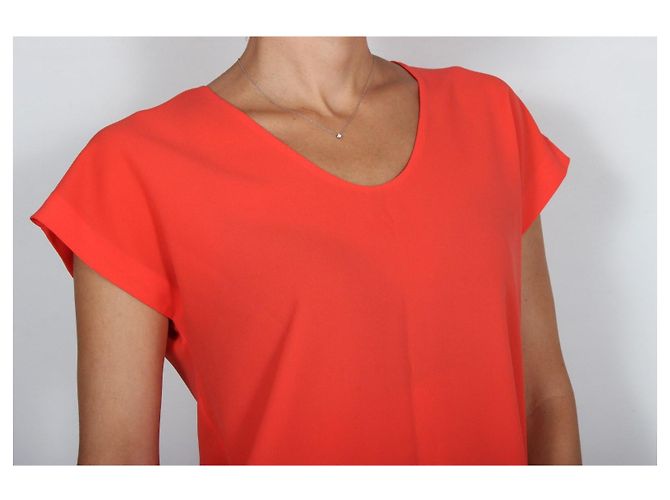 Diane von Furstenberg Rote Crepe-Bluse Koralle - Ansicht 5