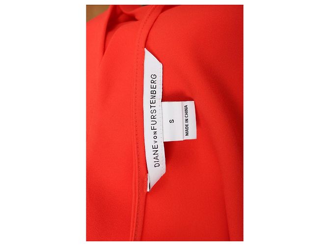 Diane von Furstenberg Rote Crepe-Bluse Koralle - Ansicht 6