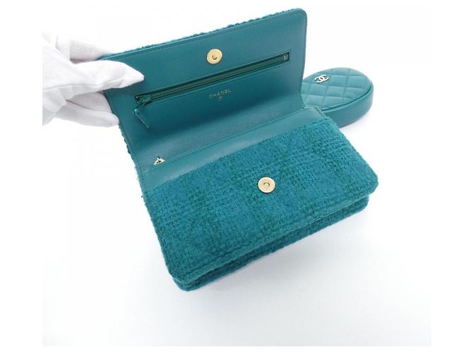 Portafoglio a tracolla con catena Chanel 19 Line AP0985 Verde - vista 8