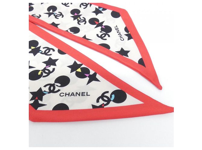 Chanel Seiden-Scrunchie Schwarz Rot Roh - Ansicht 2