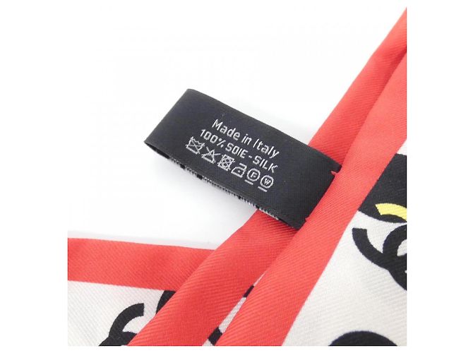 Chanel Seiden-Scrunchie Schwarz Rot Roh - Ansicht 4