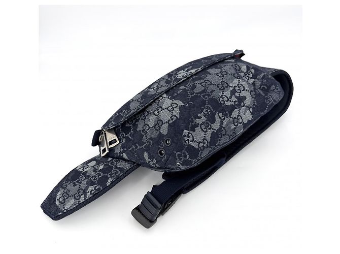 Marsupio in denim Gucci Blu navy - vista 3
