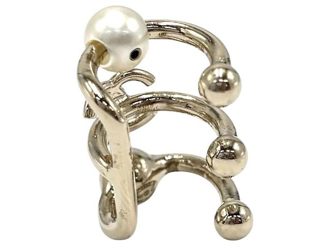 Earcuff Chanel placcato oro con perla finta e strass - vista 2