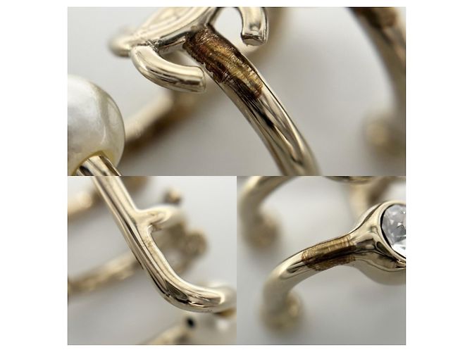Earcuff Chanel placcato oro con perla finta e strass - vista 4