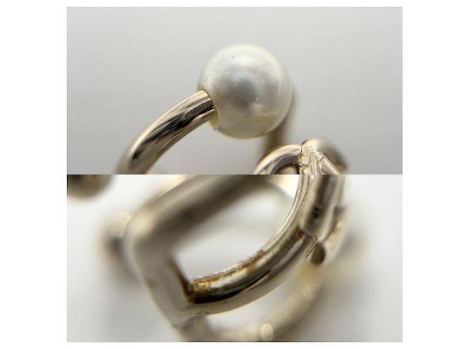 Earcuff Chanel placcato oro con perla finta e strass - vista 5