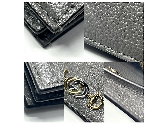 Gucci Bi-fold Wallet aus grauem Leder Braun - Ansicht 12