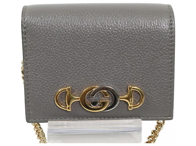 Gucci Bi-fold Wallet aus grauem Leder Braun - Ansicht 2