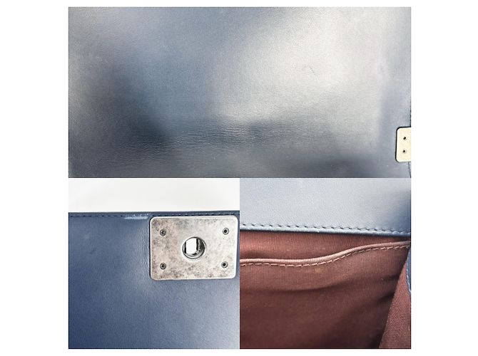 Le Boy Bolsa de ombro em couro azul marinho Chanel - vista 7