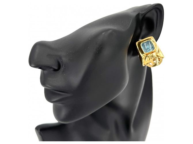 Orecchini a clip Chanel Vintage D'oro Blu chiaro - vista 2