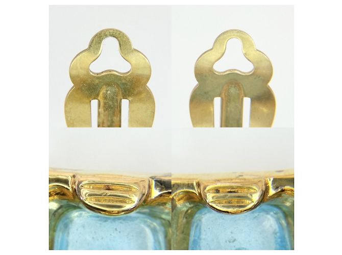 Orecchini a clip Chanel Vintage D'oro Blu chiaro - vista 3
