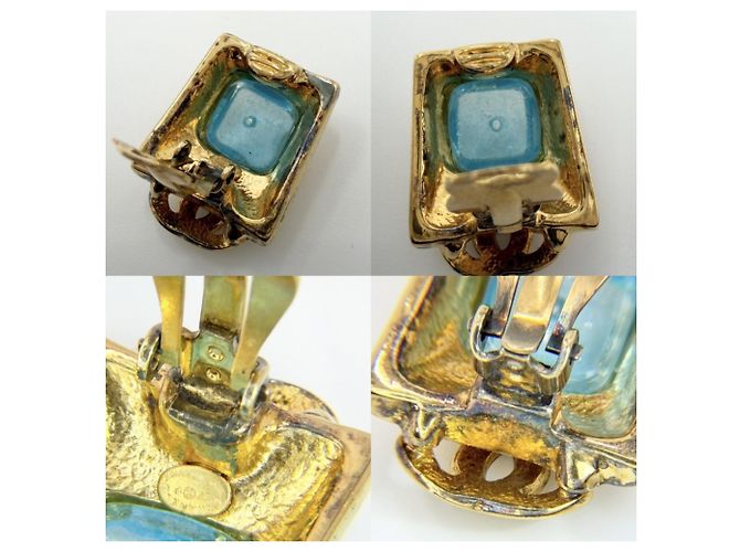 Orecchini a clip Chanel Vintage D'oro Blu chiaro - vista 5