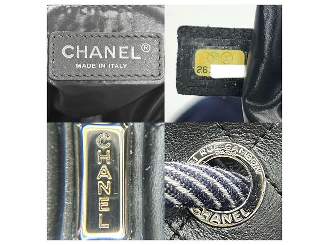 Borsa a tracolla in lana e pelle blu navy da donna Chanel - vista 5