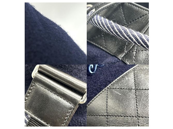 Borsa a tracolla in lana e pelle blu navy da donna Chanel - vista 6