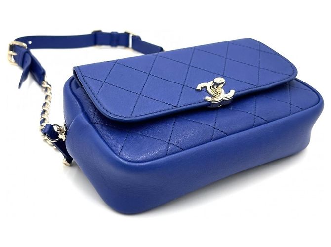 Marsupio Chanel in pelle blu - vista 3