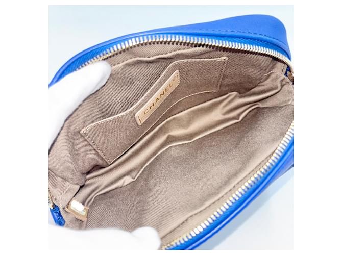 Marsupio Chanel in pelle blu - vista 4