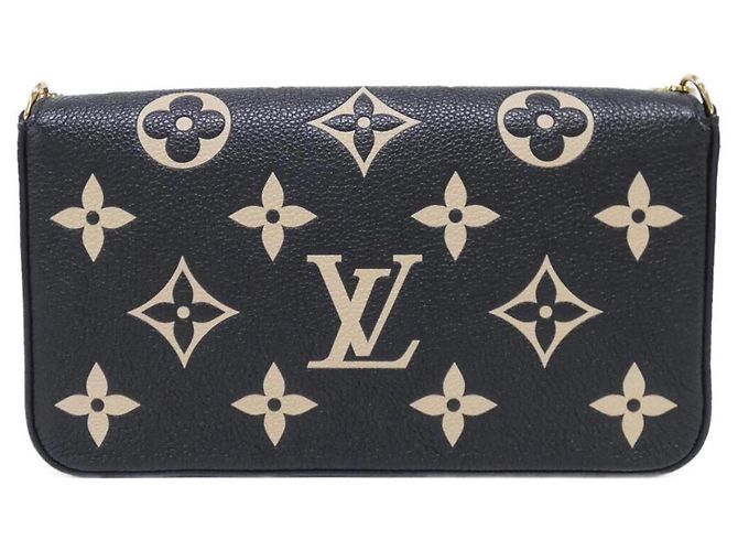 Pochette Félicie Louis Vuitton Pochette Felicie en cuir Monogram Empreinte bicolore Noir Beige - vue 2