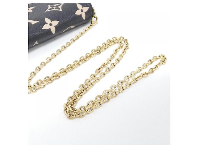 Pochette Félicie Louis Vuitton Pochette Felicie en cuir Monogram Empreinte bicolore Noir Beige - vue 4