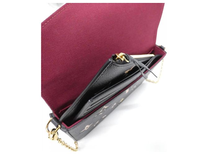 Pochette Félicie Louis Vuitton Pochette Felicie en cuir Monogram Empreinte bicolore Noir Beige - vue 5