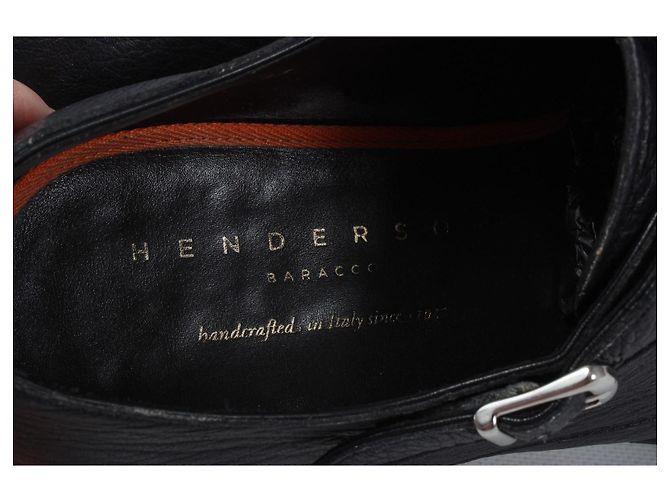 Autre Marque Henderson Baracco Scarpe Double Monk Strap in Pelle Nera Nero - vista 10