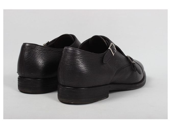 Autre Marque Henderson Baracco Scarpe Double Monk Strap in Pelle Nera Nero - vista 8
