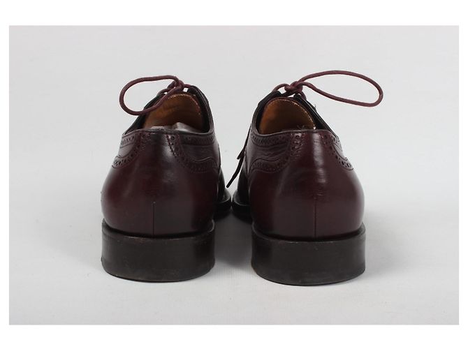 Santoni Scarpe Oxford da uomo in pelle bordeaux Bordò - vista 10