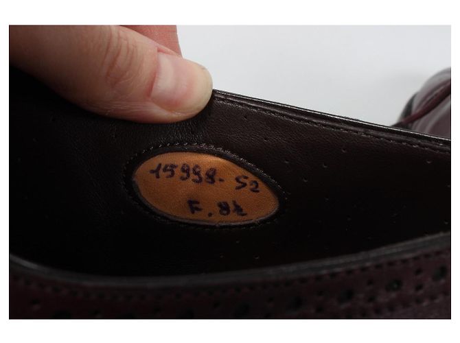 Santoni Scarpe Oxford da uomo in pelle bordeaux Bordò - vista 11