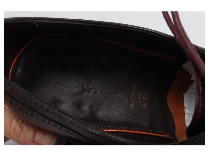 Santoni Scarpe Oxford da uomo in pelle bordeaux Bordò - vista 12