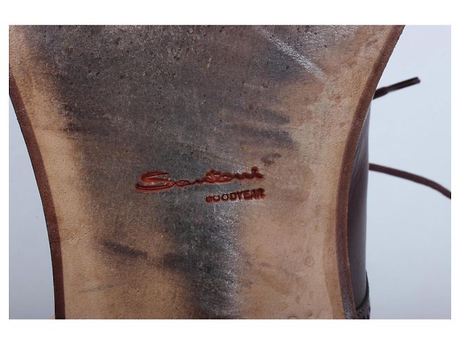 Santoni Scarpe Oxford da uomo in pelle bordeaux Bordò - vista 14