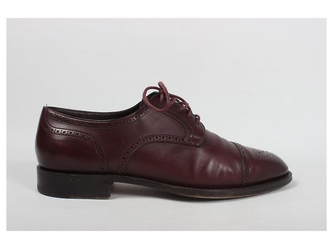 Santoni Scarpe Oxford da uomo in pelle bordeaux Bordò - vista 2