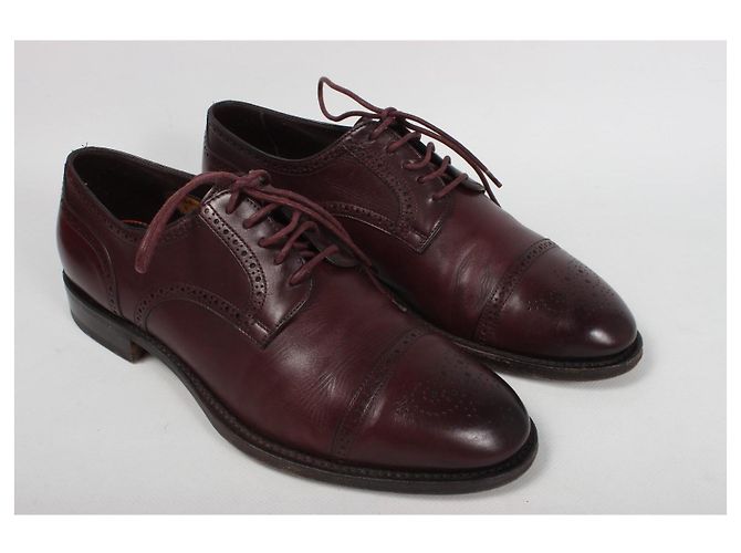 Santoni Scarpe Oxford da uomo in pelle bordeaux Bordò - vista 4