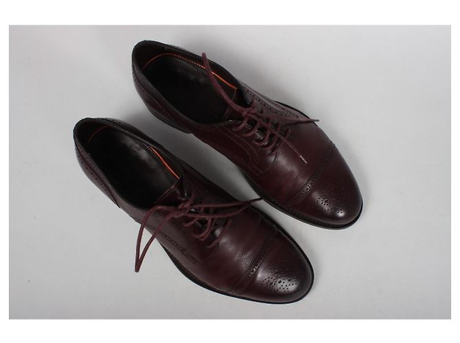 Santoni Scarpe Oxford da uomo in pelle bordeaux Bordò - vista 5