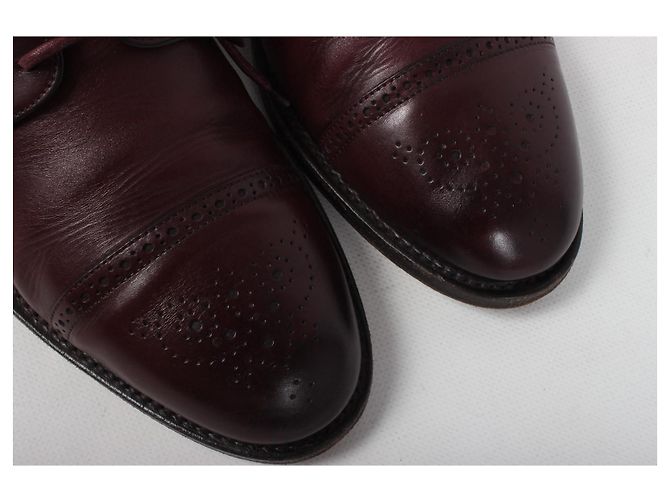 Santoni Scarpe Oxford da uomo in pelle bordeaux Bordò - vista 6