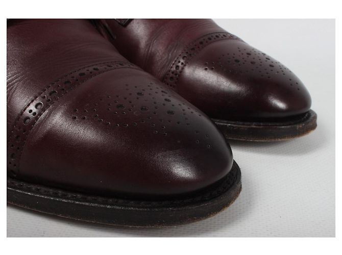 Santoni Scarpe Oxford da uomo in pelle bordeaux Bordò - vista 7